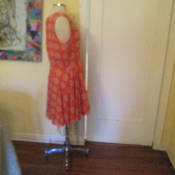 Maison Jules Orange Summer Dress Retro Style M - Picture 4 of 5